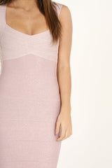 Pink Sparkly Bandage Midi Dress - Libby-Dresses
