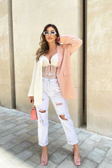 Pink Splice Oversized Blazer - Henny-Blazers
