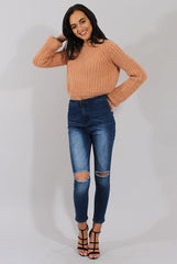 Pink Split Back Cropped Fluffy Jumper - Laura-Jumper