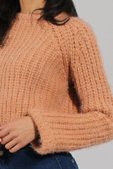 Pink Split Back Cropped Fluffy Jumper - Laura-Jumper