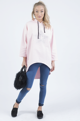 Pink Star Diamante Oversized Hoodie - Sarah-Loungewear