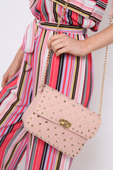 Pink Studded Cross Body Bag - Cherry-Bags