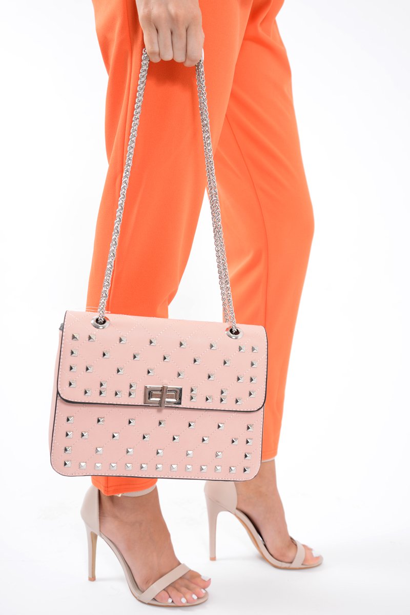 Pink Studded Cross Body Bag - Orba-Bags