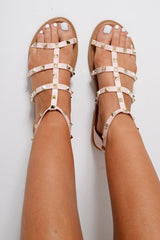 Pink Studded Gladiators- Adan-Sandals