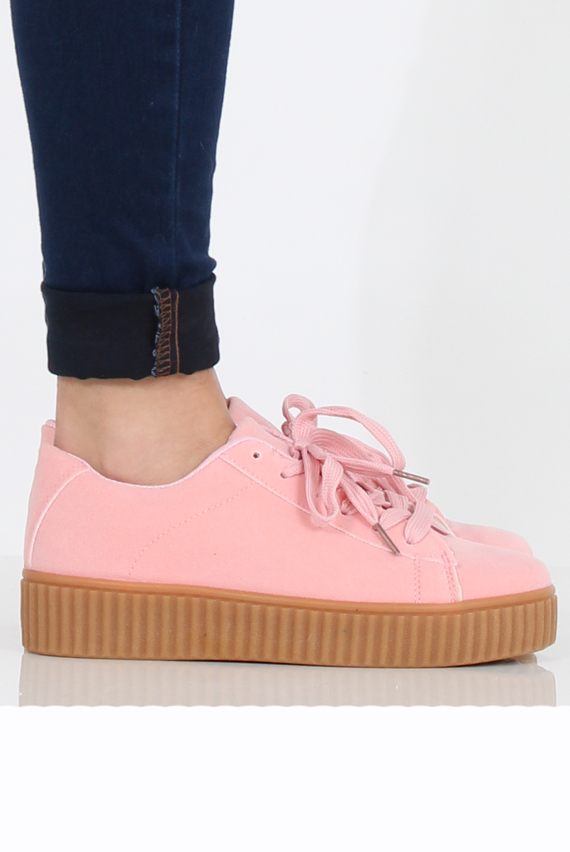 Pink Suede Gum Sole Creepers - Sandy-Shoes
