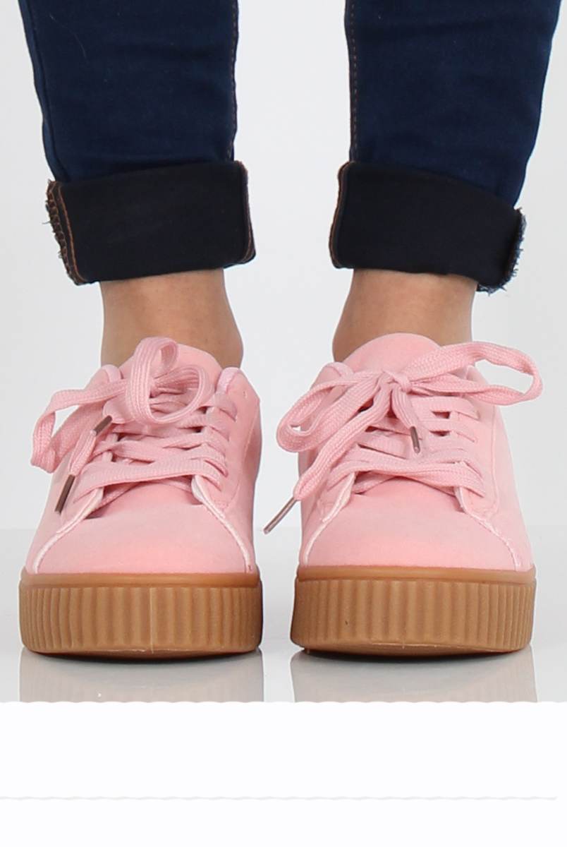 Pink Suede Gum Sole Creepers - Sandy-Shoes