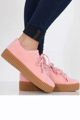 Pink Suede Gum Sole Creepers - Sandy-Shoes