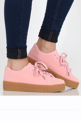 Pink Suede Gum Sole Creepers - Sandy-Shoes