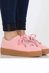 Pink Suede Gum Sole Creepers - Sandy-Shoes