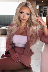 Pink Suedette Frill Hems Jacket - Elsa-Jackets