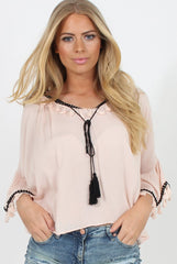 Pink Tassel Blouse - Maddey-Blouses