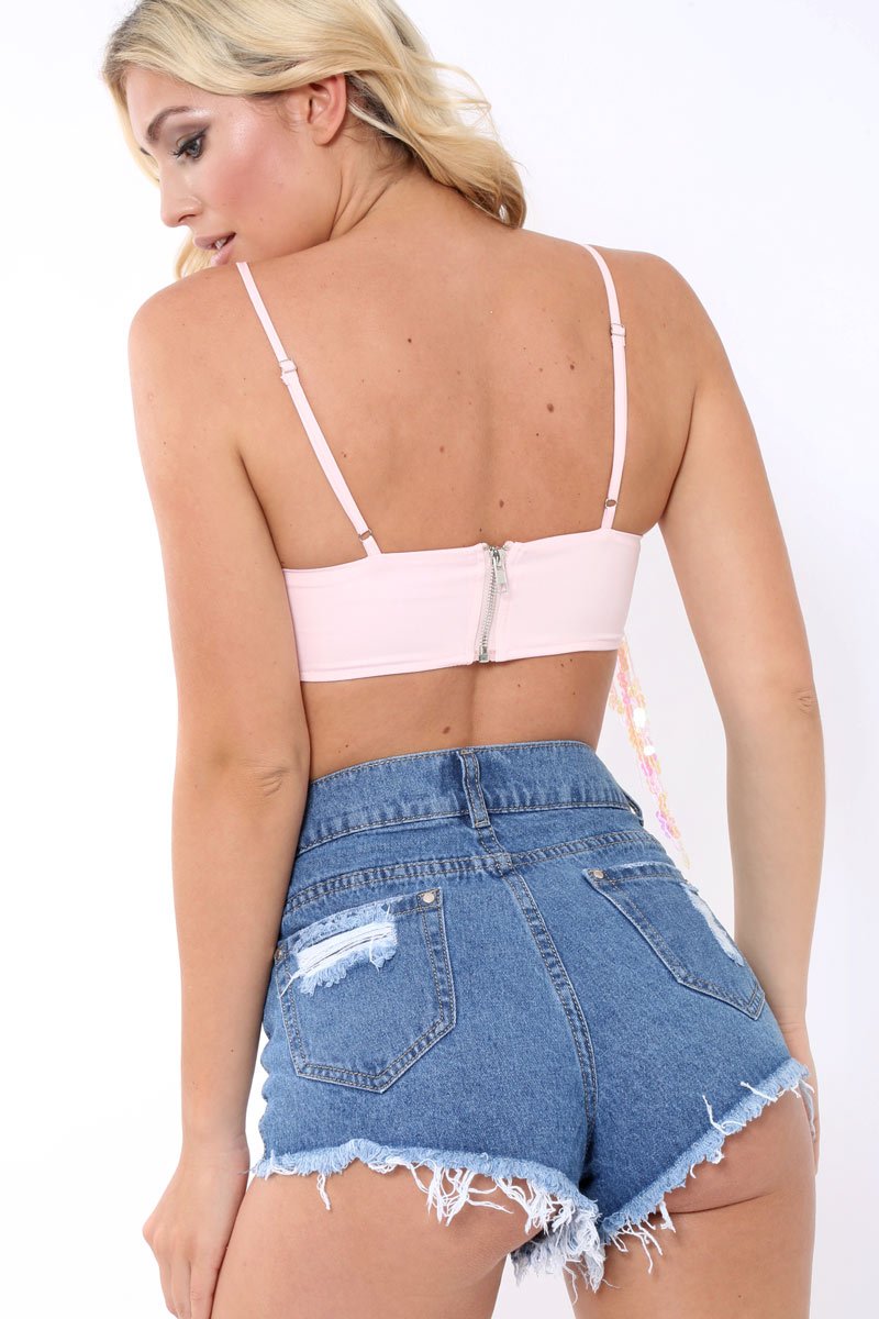 Pink Tassel Sequin Bralet - Kirsty-Bralets