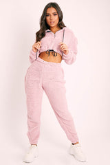 Pink Teddy Borg Joggers - Allyssa-Joggers