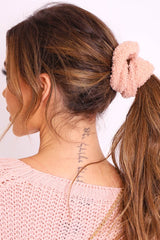 Pink Teddy Hair Scrunchie - Bassy-Hair