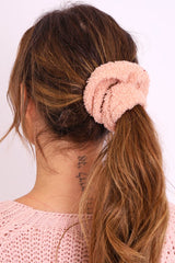 Pink Teddy Hair Scrunchie - Bassy-Hair