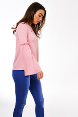 Pink Tie Arm Top - Darby-Tops