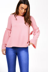 Pink Tie Arm Top - Darby-Tops