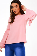 Pink Tie Arm Top - Darby-Tops