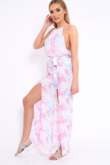 Pink Tie Dye Halterneck Maxi Dress - Momina-Dresses