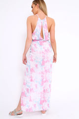 Pink Tie Dye Halterneck Maxi Dress - Momina-Dresses