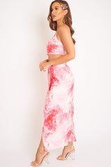 Pink Tie Dye Midi Skirt and Crop Top Co-ord - Lisa-Co-ords