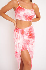 Pink Tie Dye Midi Skirt and Crop Top Co-ord - Lisa-Co-ords