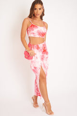 Pink Tie Dye Midi Skirt and Crop Top Co-ord - Lisa-Co-ords