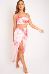Pink Tie Dye Midi Skirt and Crop Top Co-ord - Lisa-Co-ords