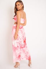 Pink Tie Dye Midi Skirt and Crop Top Co-ord - Lisa-Co-ords