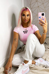 Pink Tie Dye Ribbed Butterfly Crop Top - Indya-Crop Tops