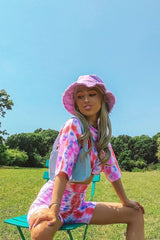 Pink Tie Dye Ribbed Cycling Shorts Co-ord - Haizlee-Co-ords