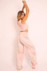 Pink Tie-Dye Ribbed Vest Loungewear Co-ord - Alaire-Loungewear