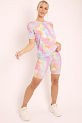 Pink Tie Dye T-shirt and Cycling Shorts Co-ord - Emmalin-Co-ords