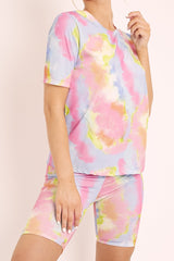 Pink Tie Dye T-shirt and Cycling Shorts Co-ord - Emmalin-Co-ords