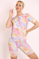Pink Tie Dye T-shirt and Cycling Shorts Co-ord - Emmalin-Co-ords