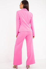 Pink Tie Front Blazer Wide Leg Trouser Co-Ord - Saphira-Co-ords