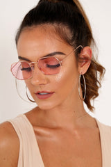Pink Tinted Metal Frame Sunglasses - Maevis-Sunglasses