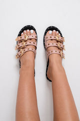 Pink Triple Buckle Sandals - Winslow-Sliders