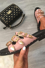 Pink Triple Buckle Sandals - Winslow-Sliders