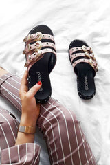 Pink Triple Buckle Sandals - Winslow-Sliders
