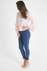 Pink Triple Frill Sleeve Top - Clara-Tops