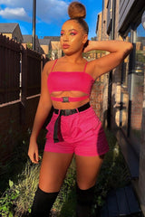 Pink Utility Pocket Crop Top and Shorts Co-ord - Juri-Co-ords