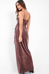 Pink Velvet Stripe Wrap Maxi Dress - Tamyah-Dresses