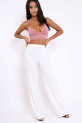 Pink Velvet Striped Bralet - Elina-Co-ords