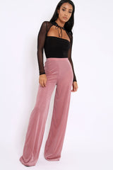 Pink Velvet Striped Trousers - Trudy-Trousers