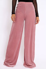 Pink Velvet Striped Trousers - Trudy-Trousers