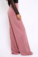 Pink Velvet Striped Trousers - Trudy-Trousers