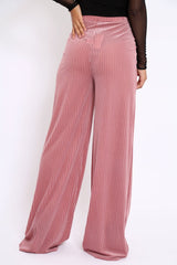 Pink Velvet Striped Trousers - Trudy-Trousers