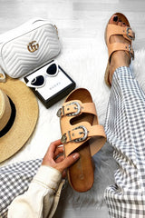 Pink Western Buckle Wedged Mule - Iszabella-Wedges