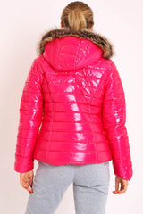 Pink Wet Look Puffer Coat - Soph-Coats